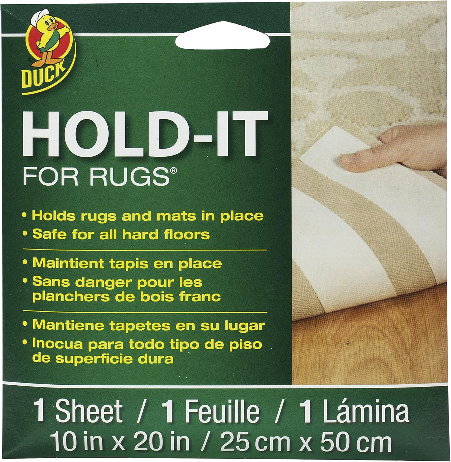 Duck Brand 260485 Hold-It Adhesive for Rugs, 10 by 20-Inch Sheet